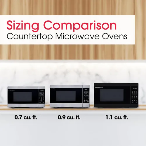 Vista 5 de Horno de microondas SHARP para mostrador con bandeja giratoria extraíble de 12.4", 1000 vatios, 1.1 pies cúbicos, color negro
