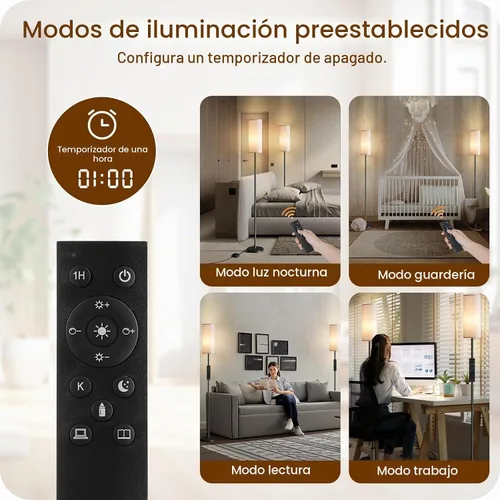 Vista 6 de Paquete de 2 lámparas de pie regulables para sala de estar con 2 controles remotos e interruptor de pie, lámpara de pie de esquina, lámpara alta
