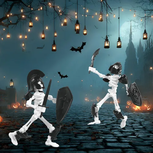 Vista 2 de Juego de 6 Figuras de Acción T13, Esqueleto de Juguete de Acción Mini Esqueletos para Decoraciones de Halloween Maniquí 13, Titán 13, Juguete