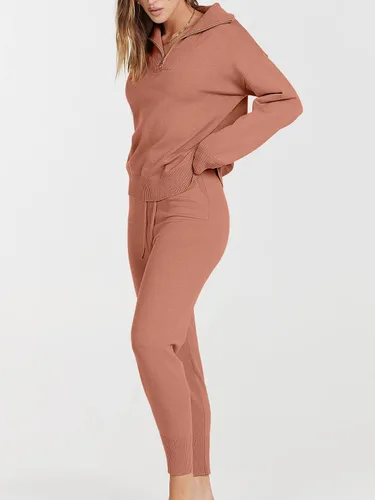 Vista 4 de ANRABESS Conjunto de dos piezas para mujer, suéter de manga larga y pantalones con cordón