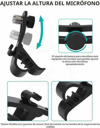 Vista 2 de Watris Veiyi Clips para micrófono de batería