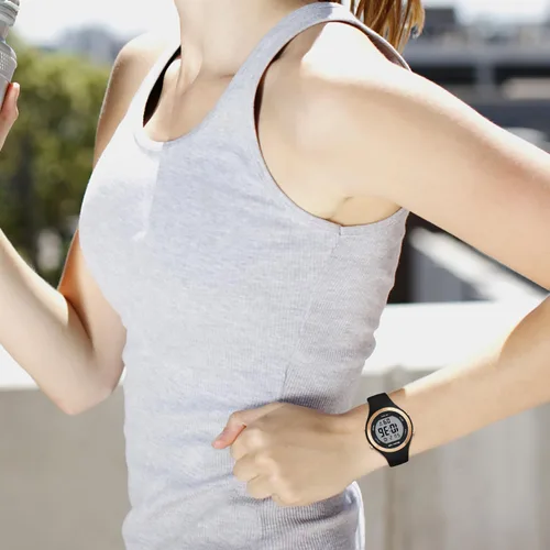 Vista 8 de GOLDEN HOUR Reloj de pulsera de silicona con cronógrafo digital impermeable para mujer