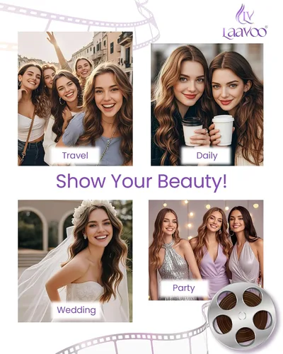 Vista 9 de LaaVoo Extensiones adhesivas de cabello humano real, color negro azabache, extensiones de cabello humano liso y sedoso, 10 pulgadas, 20
