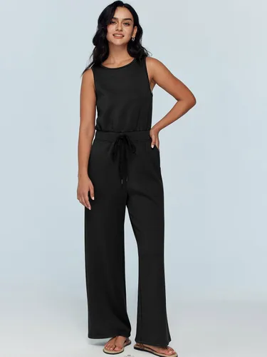 Vista 4 de AUTOMET Trajes de otoño para mujer, ropa casual de moda, sin mangas, pierna ancha, pantalones largos