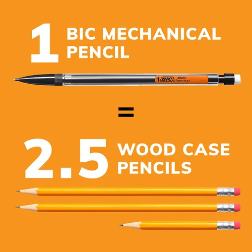 Vista 8 de BIC Lápices mecánicos Xtra-Smooth con borradores, punta media (0.7mm), paquete de 10 unidades, lápices mecánicos a granel para suministros escolares