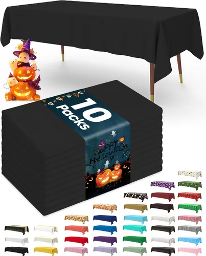Vista 26 de Pureegg Juego de 10 manteles de plástico desechables, 54 x 108 pulgadas, para fiestas de cumpleaños, picnic, manteles blancos, rectangulares