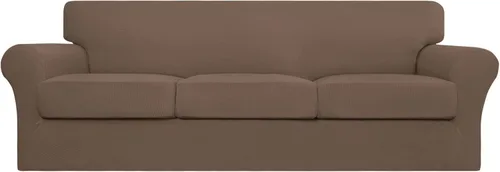 Vista 40 de Easy-Going Funda elástica de sofá de 4 piezas de gran tamaño para perros, funda de sofá lavable para 3 cojines separados, protector de muebles Negro