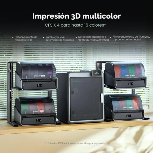 Vista 2 de Creality - Impresora 3D K2, impresión multicolor que necesita CFS, velocidad máxima de 600 mm/s, nivelación automática y cámara Al, extrusión Direct