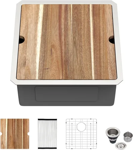 Vista 17 de Kichae Fregadero de Barra Bajo Montaje - Fregadero de Barra de Preparación de 12 x 15 Pulgadas de Acero Inoxidable Calibre 16 Fregadero de Cocina