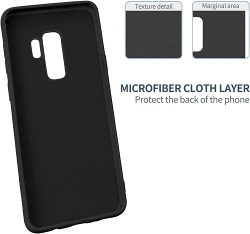 Vista 2 de Carcasa para Samsung Galaxy S9 Plus, silicona líquida TPU, color negro Soft Slim Fit Smooth Baby Touch Rubber Official Microfiber Lining Clean