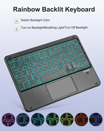 Vista 5 de EAMPANG Funda con purpurina y teclado trackpad para Samsung Galaxy Tab A11 Plus/A9 Plus de 11 pulgadas, Smart Touchpad 7 colores retroiluminados