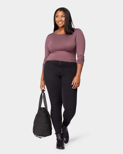 Vista 5 de 32 Degrees Heat - Camiseta térmica de capa base para mujer, manga larga, cuello redondo, ultra suave y ligera Berry Mauve19