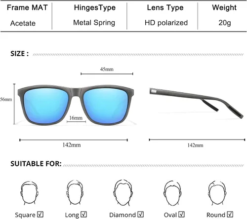 Vista 5 de BOTPOV Lentes de sol polarizados para hombres y mujeres espejo con protección UV 400 bisagra de resorte paquete de 3 Negro Gris Plata Azul Rojo