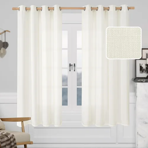 Vista 36 de LAMIT Cortinas de Lino Blancas Semitransparentes para Dormitorio, Paneles Filtrantes de Luz, Cortinas de Lino con Ojales de Protección de Privacidad