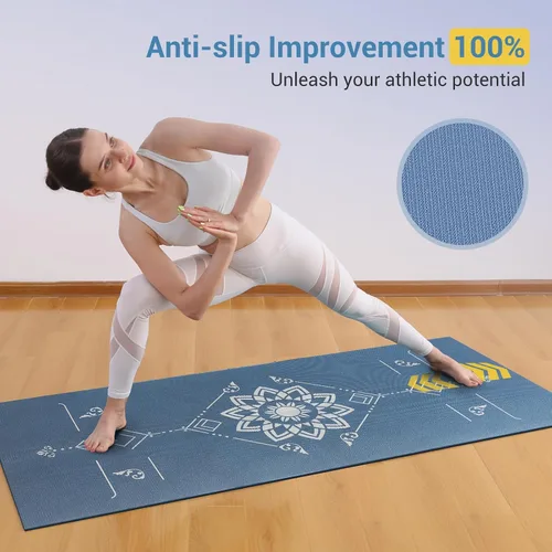 Vista 8 de Avoalre Tapete de yoga plegable, respetuoso con el medio ambiente, tapete de yoga de viaje de PVC plegable, tapete de yoga de doble cara