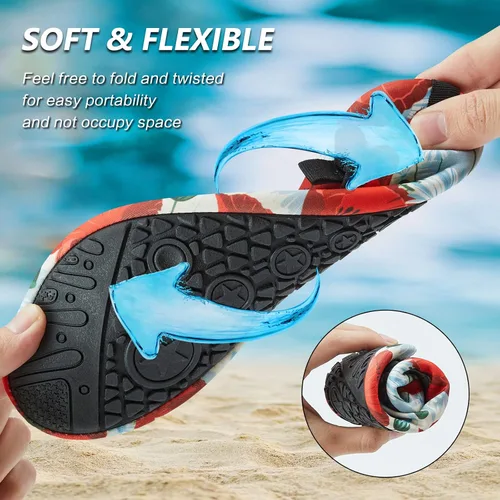 Vista 4 de Deevike Zapatos acuáticos para mujeres y hombres, estilo descalzo, de secado rápido, calcetines de agua sin cordones para playa, piscina, natación