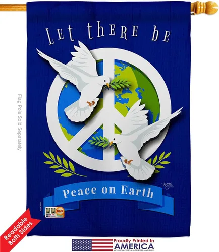 Vista 2 de Peace on Earth Garden House Flags Set Sweet Life Support Environmental Protection Small Decorative Gift Yard Banner Double-Sided Made In USA 28 X 40