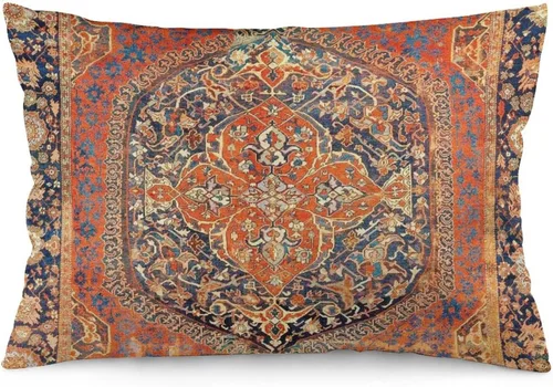 Vista 7 de 2 fundas de almohada con estampado floral antiguo de alfombra persa de 12 x 20 pulgadas, fundas de almohada decorativas de terciopelo suave
