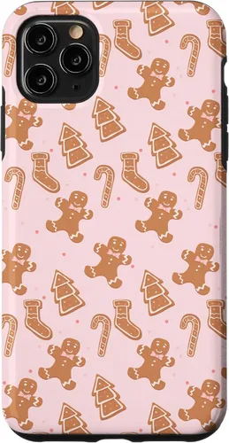 Vista 13 de iPhone 16 Pink Gingerbread Cookie Christmas with Polka Dots Case
