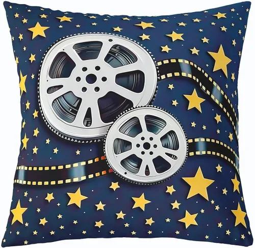 Vista 25 de Homewish Theater Cinema Poster Throw Pillow Covers (Pack of 1),Retro Movie Cushion Cover for Kids Boys Teens Popcorn Pillow Cases Movie Night Living