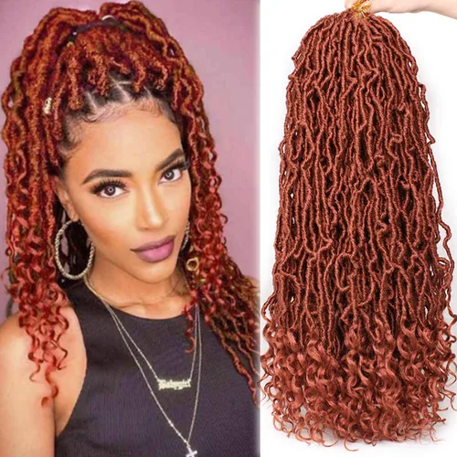 Vista 9 de Leeven 7 Paquetes Cabello Crochet Faux Locs con Puntas Rizadas 10 Pulgadas Pre-enrollado Goddess Locs Trenzas Crochet Cabello 84 Hebras Negro