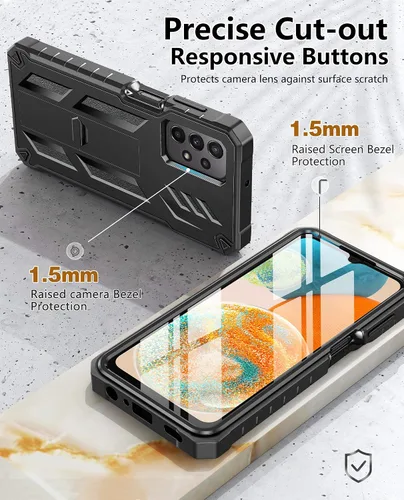 Vista 7 de FNTCASE - Funda para Samsung Galaxy A23 5G con protector de pantalla integrado Rugged Kickstand, 20FT Military-Grade Drop Protection, Matte