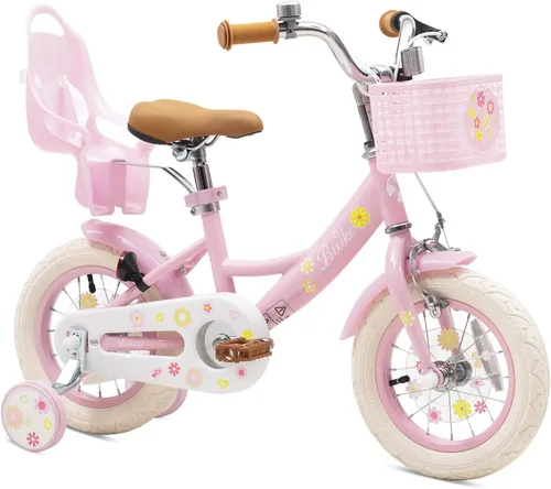 Vista 11 de Bixike Girls Bike with Basket for Toddlers and Kids Aged 3-14 Years Old, 12 14 16 18 Inch with Training Wheels & Doll Seat, 20 Inch with Kickstand &