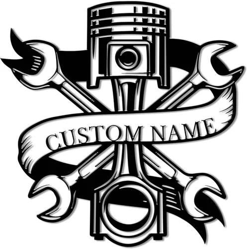 Vista 10 de Letrero de metal personalizado para garaje, arte de pared de taller personalizado, decoración mecánica para hombres, día del padre para los amantes