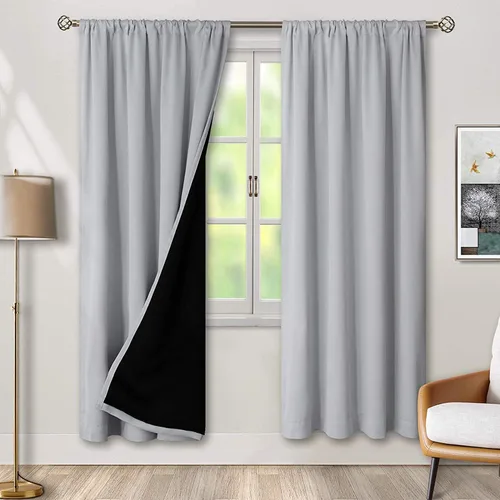 Vista 81 de BGment - Cortinas opacas para sala de estar de 63 pulgadas de largo, juego de 2 paneles, cortinas para oscurecer toda la habitación, cortinas
