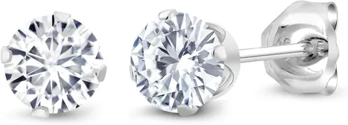 Vista 63 de Gem Stone King Aretes redondos de plata de ley 925 con piedra natal de 0.157 in para mujer