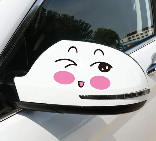Vista 5 de Calcomanía de cara divertida de sonrisa para auto, camiones, motocicleta, espejo lateral L+R retrovisor