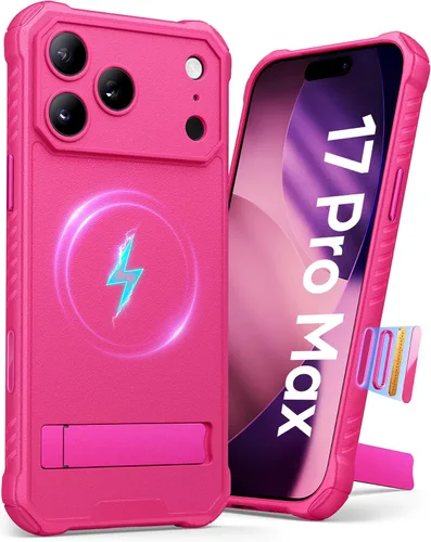 Vista 18 de Funda para iPhone 17 Pro, compatible con MagSafe, soporte integrado y botón de captura de control de cámara, protección de grado militar, funda