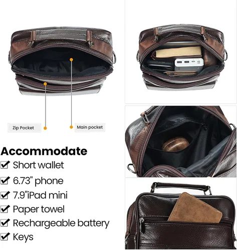 Vista 3 de JOYIR Men's Genuine Leather Shoulder Bag Messenger Crossbody Bag for Travel Work Business Leather Purse