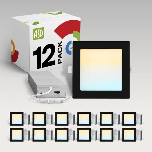Vista 10 de ASD Paquete de 6 luces LED empotrables cuadradas de 6 pulgadas, 5 CCT 2700K-5000K CRI90+, 15 W 60 W Eqv, luces de techo ultra finas y regulables