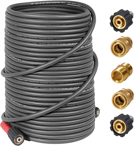 Vista 9 de YAMATIC Manguera de lavado a presión de 3600PSI para lavadora eléctrica de 25 pies x 1/4 pulgadas, resistente a las torceduras, manguera de repuesto