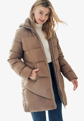 Vista 6 de Ellos Abrigo largo acolchado para mujer en talla grande