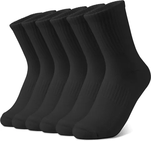 Vista 19 de Calcetines deportivos para correr con compresión de arco, calcetines acolchados de algodón para un ajuste seguro, blanco y negro
