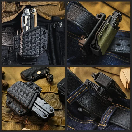 Vista 8 de TACTICAL GEEK TX1 - Funda multiherramienta EDC, funda ajustable con clip trasero para cinturón, multiherramienta no incluida (negro)