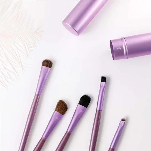 Vista 4 de AKOAK 5 unids/set Viaje Portátil Mini Ojo Maquillaje Cepillo Aplicar Sombra de Ojos Delineador de Cejas Cepillo de Maquillaje de Labios Set de Negro