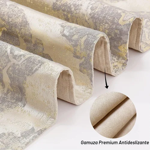 Vista 4 de Loom and Mill - Camino de mesa de damasco elegante y lujoso, 72 pulgadas de largo, color beige Jacquard Table Runners with Handmade Multi-Tassels