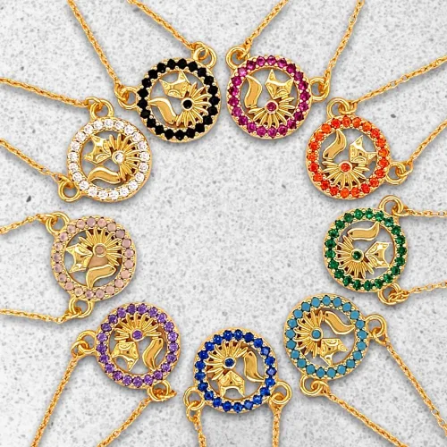 Vista 3 de Minkaa Daisy Collar de zorro de 9 colas encantador colgante de plata dorada Joyería de zorro vibrante para todas las edades Luna Kitsune, zorro