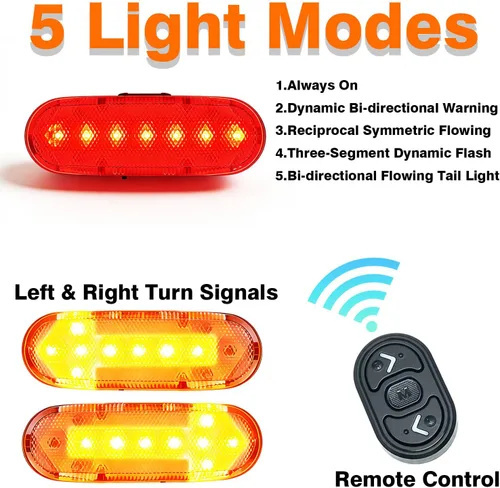 Vista 3 de Luces traseras inteligentes para bicicleta con luz de giro impermeable IP65 luz para bicicleta recargable USB ultra brillante advertencia