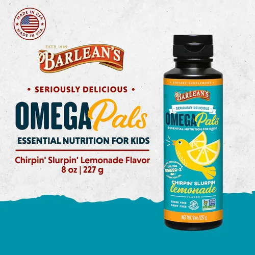 Vista 3 de Barlean's Lemonade Omega Pals - Aceite de pescado Omega-3 para niños, 540