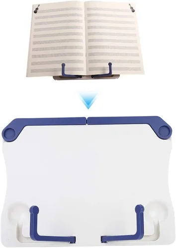 Vista 4 de Soporte para libros de puntuación musical, portátil, plegable, de 60 ángulos, ajustable, para lectura de libros, cocina, soporte para documentos