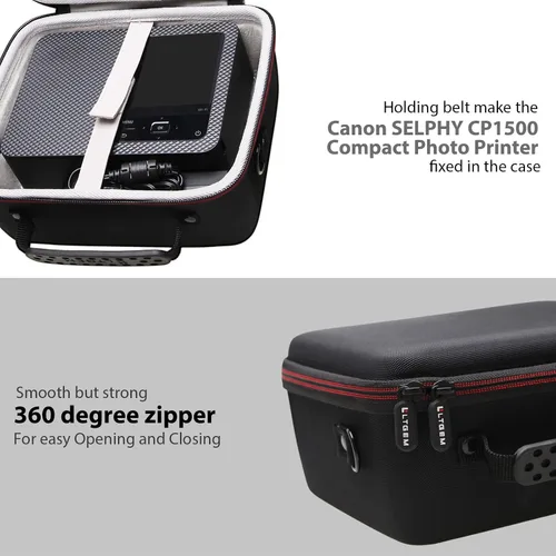 Vista 7 de LTGEM - Funda de impresora portátil compatible con Canon Selphy CP1500/CP1300 impresora fotográfica compacta, bolsa de almacenamiento de viaje