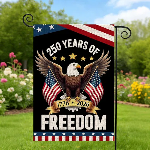 Vista 9 de Banderas de jardín con el 250 aniversario de Estados Unidos para exteriores, bandera de Estados Unidos con diseño de águila, decoración patriótica