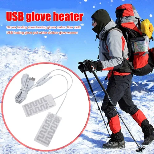 Vista 2 de Almohadilla calentadora de guantes eléctricos, almohadilla térmica portátil, almohadilla térmica recargable por USB, forro de guantes de fibra