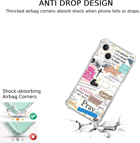 Vista 4 de Christian Quotes Prayings - Funda compatible con iPhone 15, funda con versículo bíblico con frases positivas para iPhone 15, funda de TPU a la moda