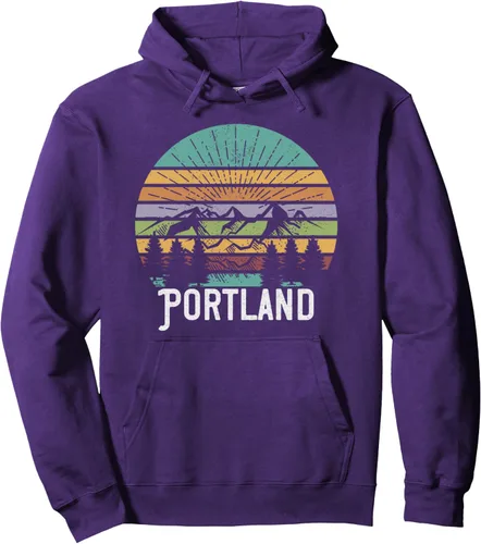 Vista 12 de PORTLAND OREGON - Sudadera con capucha estilo retro vintage de los años 70 y 80, Negro, S