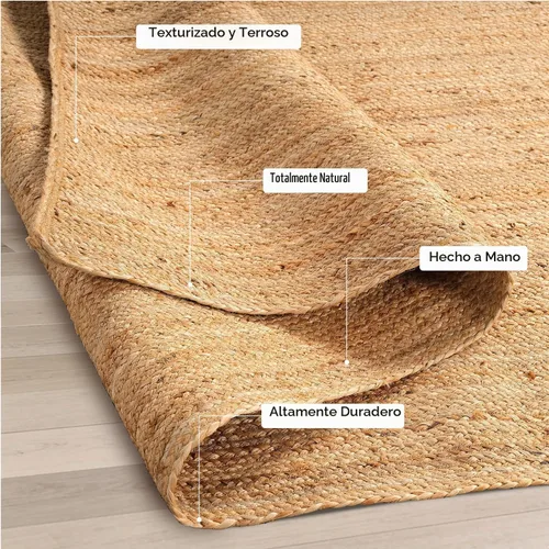 Vista 8 de GRUHUM Alfombra rectangular de yute de 6 x 9 pies, de fibra natural, estilo bohemio, trenzada a mano, suave, rústica, vintage, ecológica, alfombra